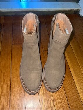 Taupe Suede Ankle Boots - Classic Side Zip